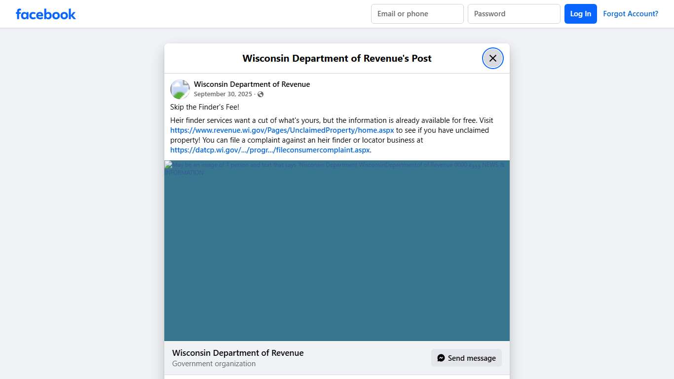 Skip the Finder's Fee!... - Wisconsin Department of Revenue Facebook